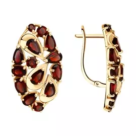 Серьги из красного золота с гранатами 726104