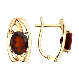 Серьги из красного золота с гранатами 727074
