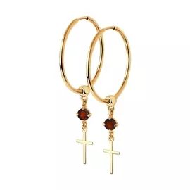 Серьги из красного золота с гранатами 727093