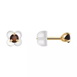 Серьги из красного золота с гранатами 727455