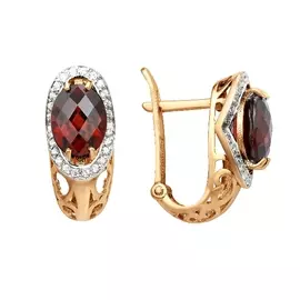 Серьги из красного золота с гранатами и фианитами 000102-4352