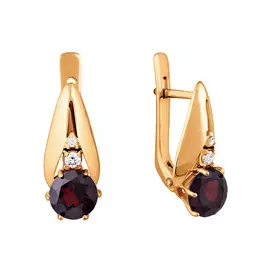 Серьги из красного золота с гранатами и фианитами 21-0064-11-08