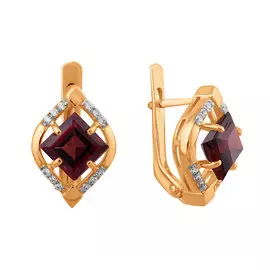 Серьги из красного золота с гранатами и фианитами 21-0092-11-08