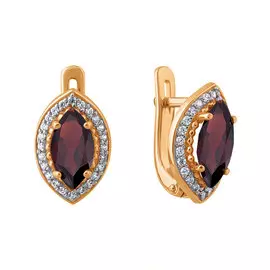 Серьги из красного золота с гранатами и фианитами 21-0906-11-08