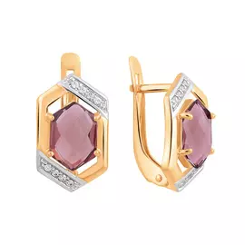 Серьги из красного золота с гранатами и фианитами 21-1642-11-08