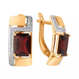 Серьги из красного золота с гранатами и фианитами 725157