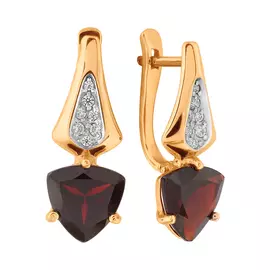 Серьги из красного золота с гранатами и фианитами 725467
