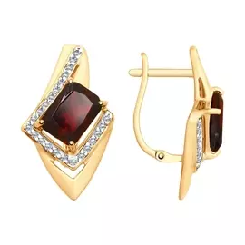 Серьги из красного золота с гранатами и фианитами 725749