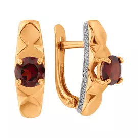 Серьги из красного золота с гранатами и куб. цирконием с0932V22