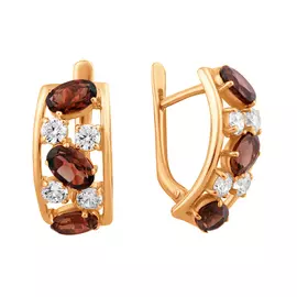 Серьги из красного золота с гранатами ифианитами 21-0015-11-08