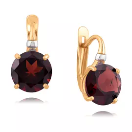 Серьги из красного золота с гранатами с родированием 21-1839-10-08