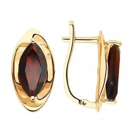 Серьги из красного золота с гранатом 725842