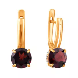 Серьги из красного золота с гранатом и фианитом 21-0090-11-08