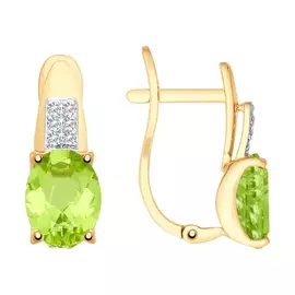 Серьги из красного золота с хризолитами и фианитами 725387