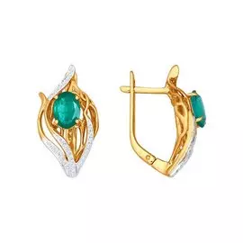 Серьги из красного золота с хризопразами и бриллиантами 6023006 №14 5