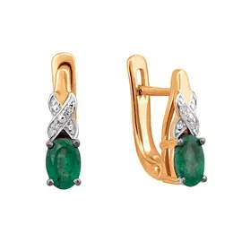 Серьги из красного золота с изумрудами и бриллиантами 21-9093-11-04