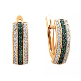 Серьги из красного золота с изумрудами и бриллиантами 21-9126-11-04