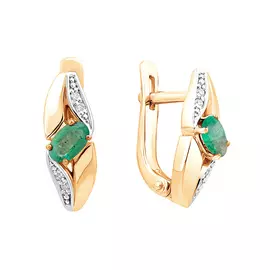 Серьги из красного золота с изумрудами и бриллиантами 21-9154-11-04