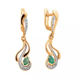 Серьги из красного золота с изумрудами и бриллиантами 21-9166-11-04