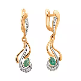 Серьги из красного золота с изумрудами и бриллиантами 21-9166-11-04