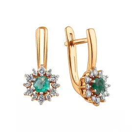 Серьги из красного золота с изумрудами и бриллиантами 21-9524-11-04