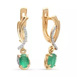 Серьги из красного золота с изумрудами и бриллиантами 2-105-779-01