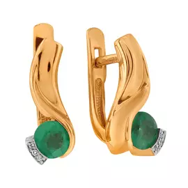 Серьги из красного золота с изумрудами и бриллиантами 2-106-794-01