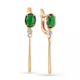 Серьги из красного золота с изумрудами и бриллиантами 2-107-328-01