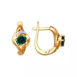 Серьги из красного золота с изумрудами и бриллиантами 3020320 № 14 26