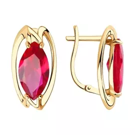 Серьги из красного золота с корундами рубинами 727079