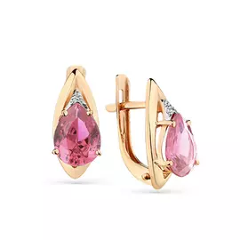 Серьги из красного золота с морганитами и фианитами 02-3-133-1801-011