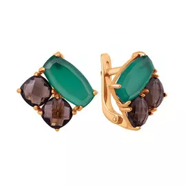 Серьги из красного золота с ониксом и раухтопазом 21-0878-11-62