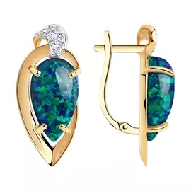 Серьги из красного золота с опалами и фианитами 727169