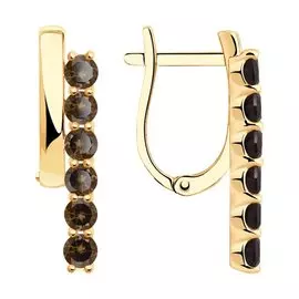 Серьги из красного золота с раухами-топазами 727069