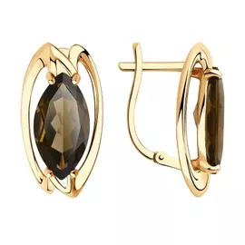 Серьги из красного золота с раухтопазами 727078