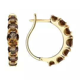 Серьги из красного золота с раухтопазами 727287