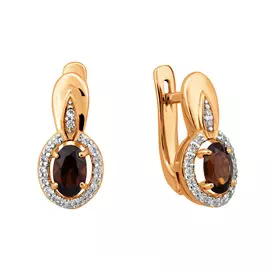 Серьги из красного золота с раухтопазами и фианитами 21-1153-11-09