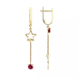 Серьги из красного золота с родолитами 726847