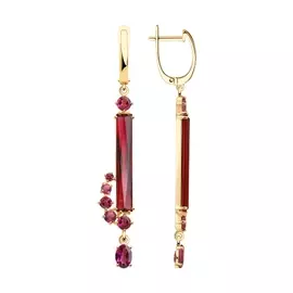 Серьги из красного золота с родолитами 726925