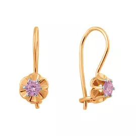 Серьги из красного золота с розовыми фианитами 21-1042-11-61