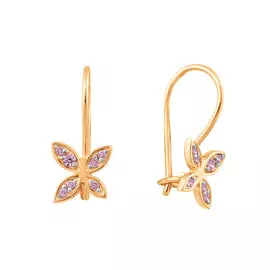 Серьги из красного золота с розовыми фианитами 21-1110-11-61