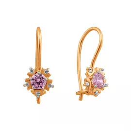 Серьги из красного золота с розовыми фианитами 21-1116-11-61