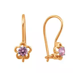 Серьги из красного золота с розовыми фианитами 21-1122-11-61