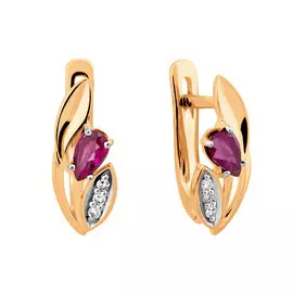 Серьги из красного золота с рубинами и бриллиантами 21-9160-11-05