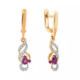 Серьги из красного золота с рубинами и бриллиантами 21-9165-11-05