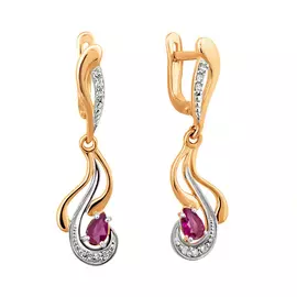 Серьги из красного золота с рубинами и бриллиантами 21-9166-11-05