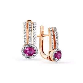 Серьги из красного золота с рубинами и бриллиантами 2-107837-00-59