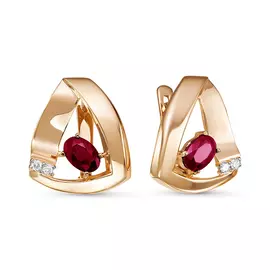 Серьги из красного золота с рубинами и бриллиантами БР421081гт