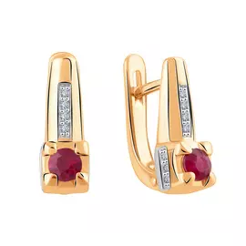 Серьги из красного золота с рубинами и бриллиантами с родированием 21-9367-11-05