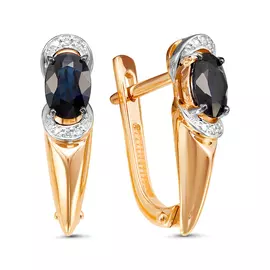 Серьги из красного золота с сапфирами и бриллиантами 02-01189-01-009-01-02